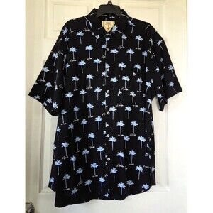 WHITE SANDS Aruba Black & Blue Palm Trees Short Sleeve Shirt Men's Size 2XL